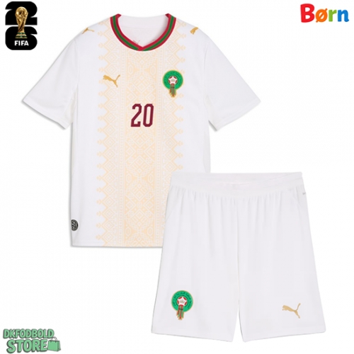 Marokko Ayoub El Kaabi #20 Replika Babytøj Udebanesæt Børn VM 2026 Kortærmet (+ Korte bukser)